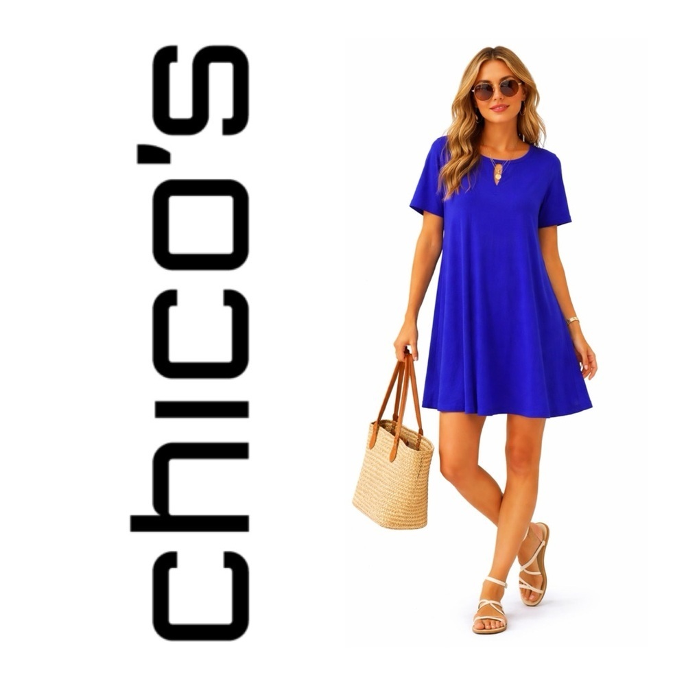 CHICO’S Royal Blue Swing T Shirt Dress